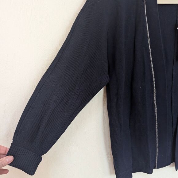 Chicos Navy Open Cardigan Metal Bead Embellishments Size 00 (XS) New With Tags! - Picture 4 of 8